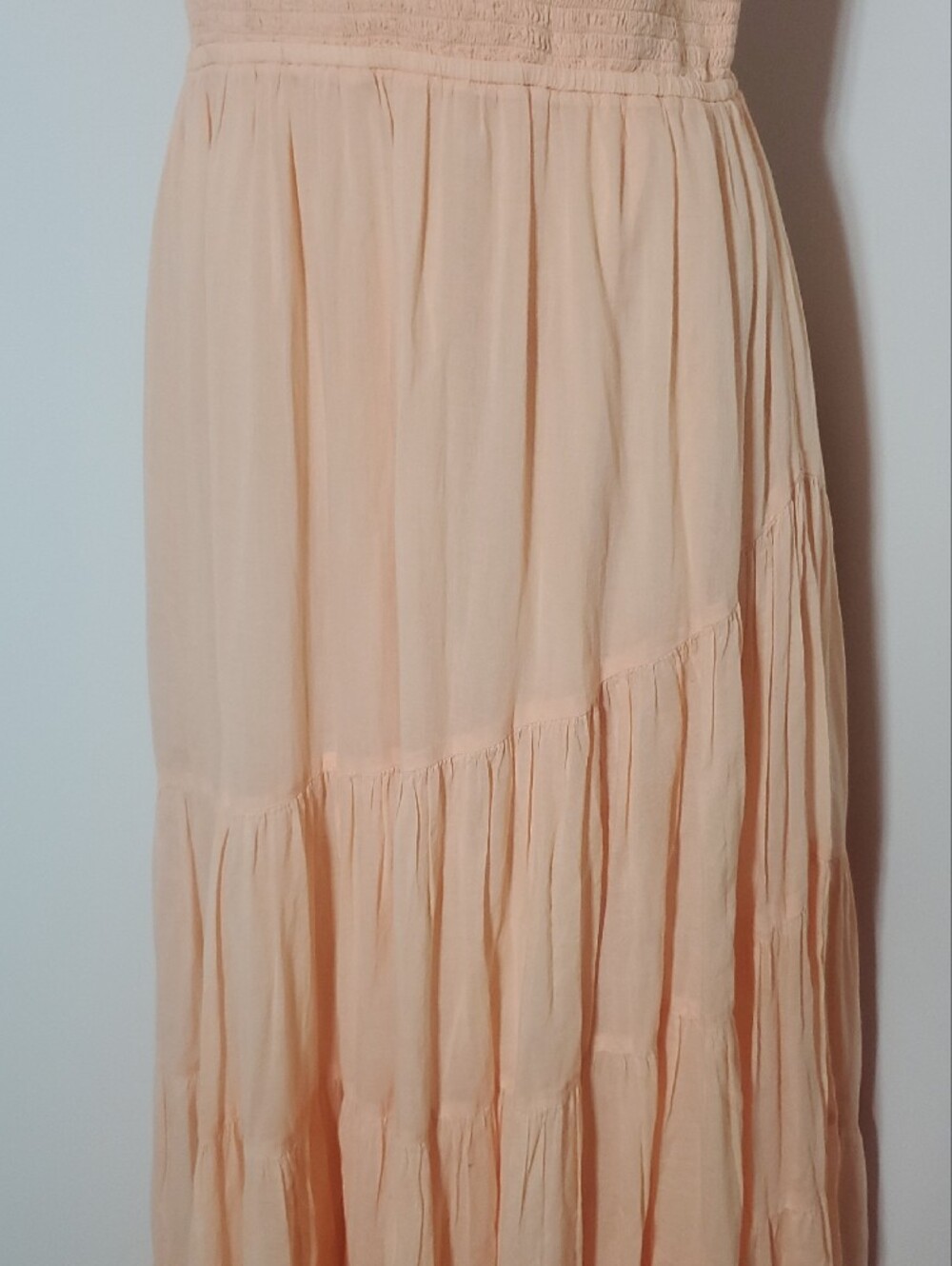 FREE PEOPLE Sundrenched Maxi Dress Peach Puff with Puff Sleeves Size L - Picture 6 of 15